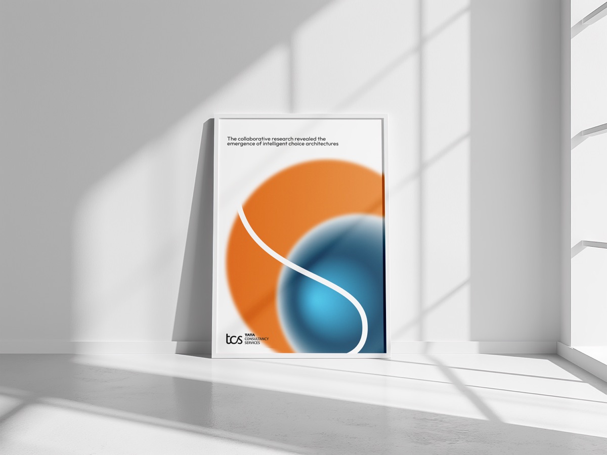 A printed A4 letter leaning against a white wall in sunlight, carrying the orange and blue TCS gradient mark.