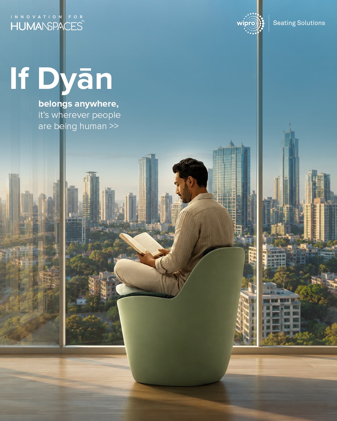 If Dyān belongs anywhere, it’s wherever people are being human — a reader in a green chair by a city window.