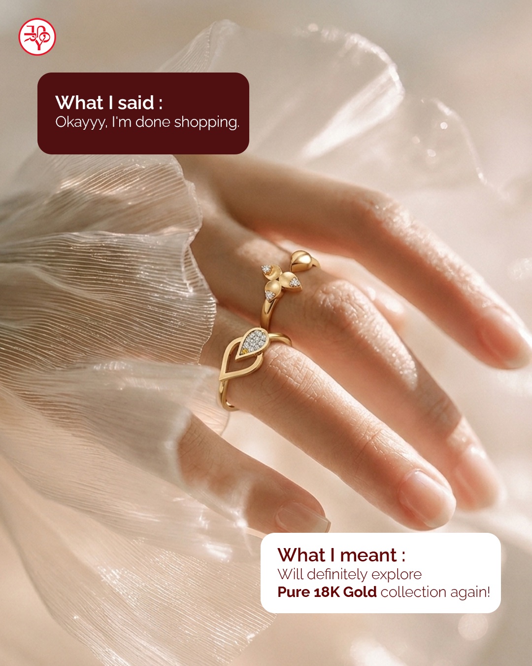 A close-up of a gold ring in warm editorial lighting.